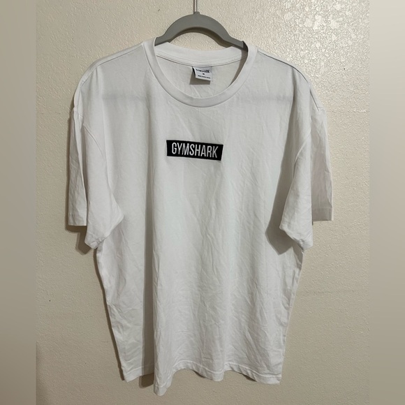 Gymshark Classic White Tee with Black Embroidered Logo Slightly Oversized - Picture 1 of 8